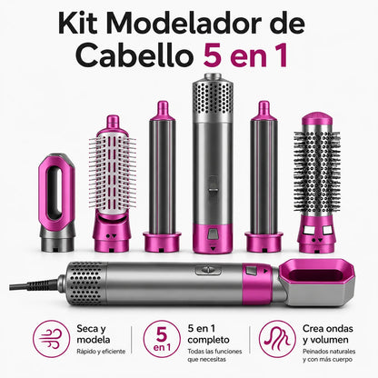 Cepillo Secador 5 en 1 Cerámico — Seca, Alisa y Riza sin Dañar tu Cabello
