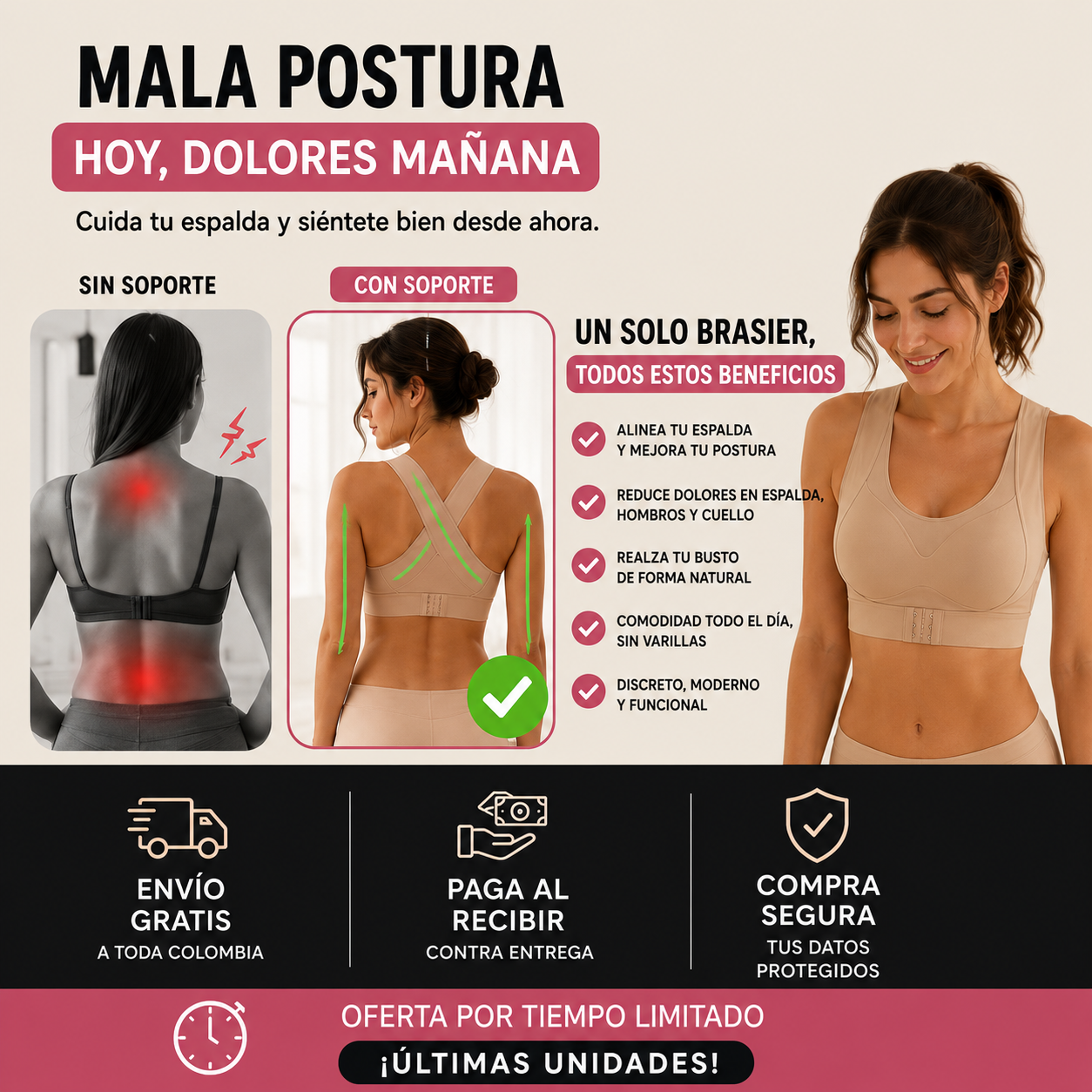 Brasier Corrector de Postura Sin Varillas – Levanta Busto y Máxima Comodidad