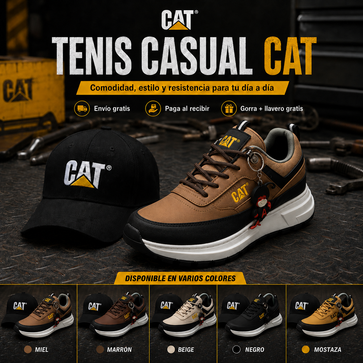 🔥 PROMO - Tenis Casual CAT + Gorra y Llavero de Regalo 🎁 - Últimas Unidades con 70% OFF Solo por Hoy 🚨